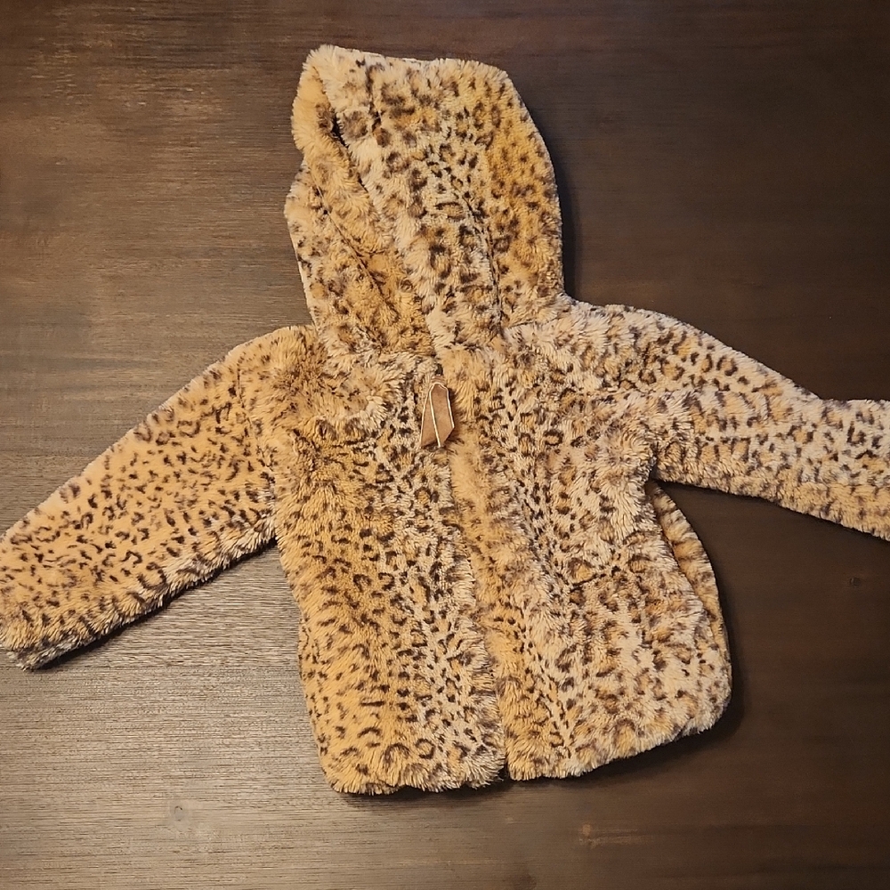 Leopard Print Kids Faux Fur Jacket size 5